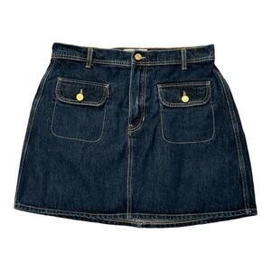 Reformation Elia Patch Pocket Denim Mini Skirt Caspian Wash 30